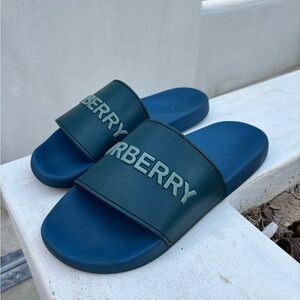 Burberry Deep Blue Logo Slide Sandals